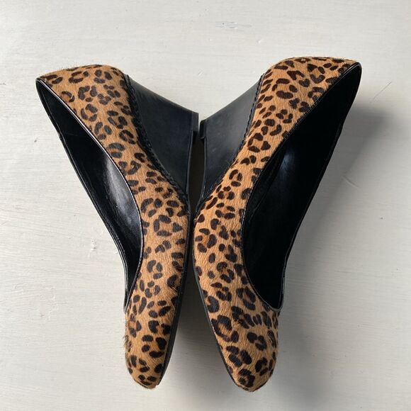 Franco Sarto Slip On Leopard Animal Print Calf Hair Wedge Size 7M - Picture 8 of 11